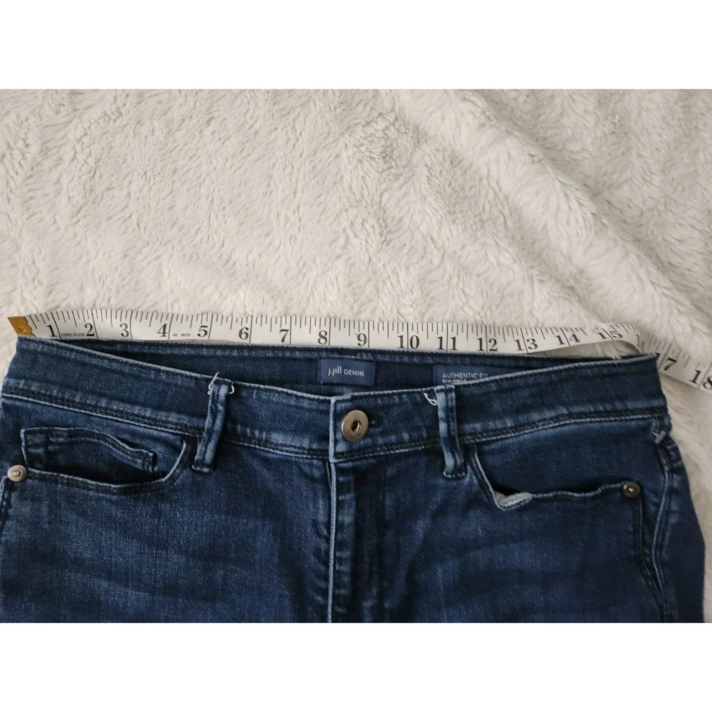 J.Jill Denim Jeans Womens Size 8 Slim Ankle Authentic Fit Dark Wash Stretch Blue